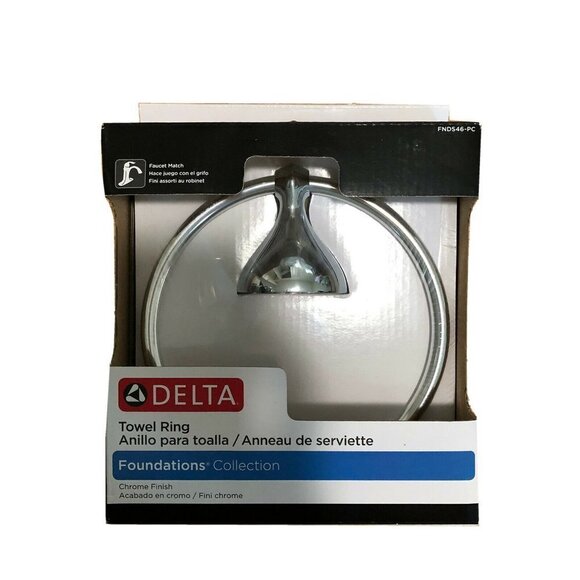 Delta FNDS46-PC Foundations Bath Towel Ring, Chrome Finish - Picture 1 of 7
